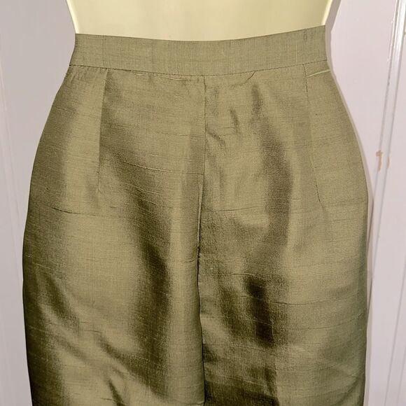 Vintage 60s Donkenny Shiny Olive Green High-Waisted Ankle/Cropped Pants - Picture 7 of 8